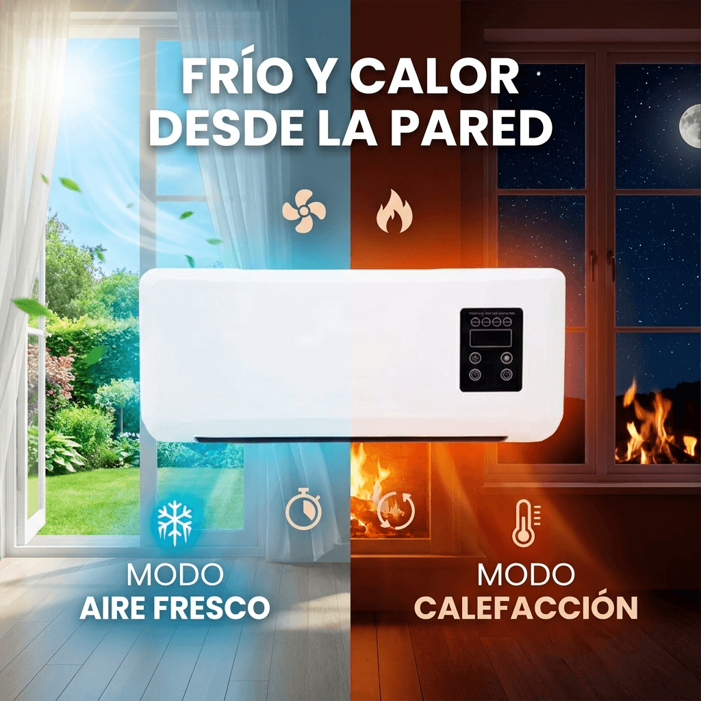 Climatizador eléctrico de pared 2 en 1 con función de aire fresco y calefacción